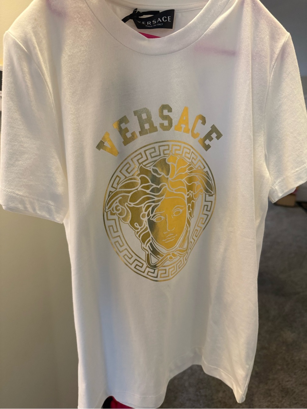 Versace Kids White T-Shirt with Gold Logo
